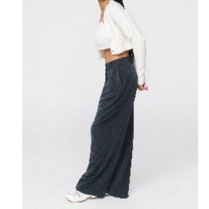 Front pleat high-waisted wide leg pants